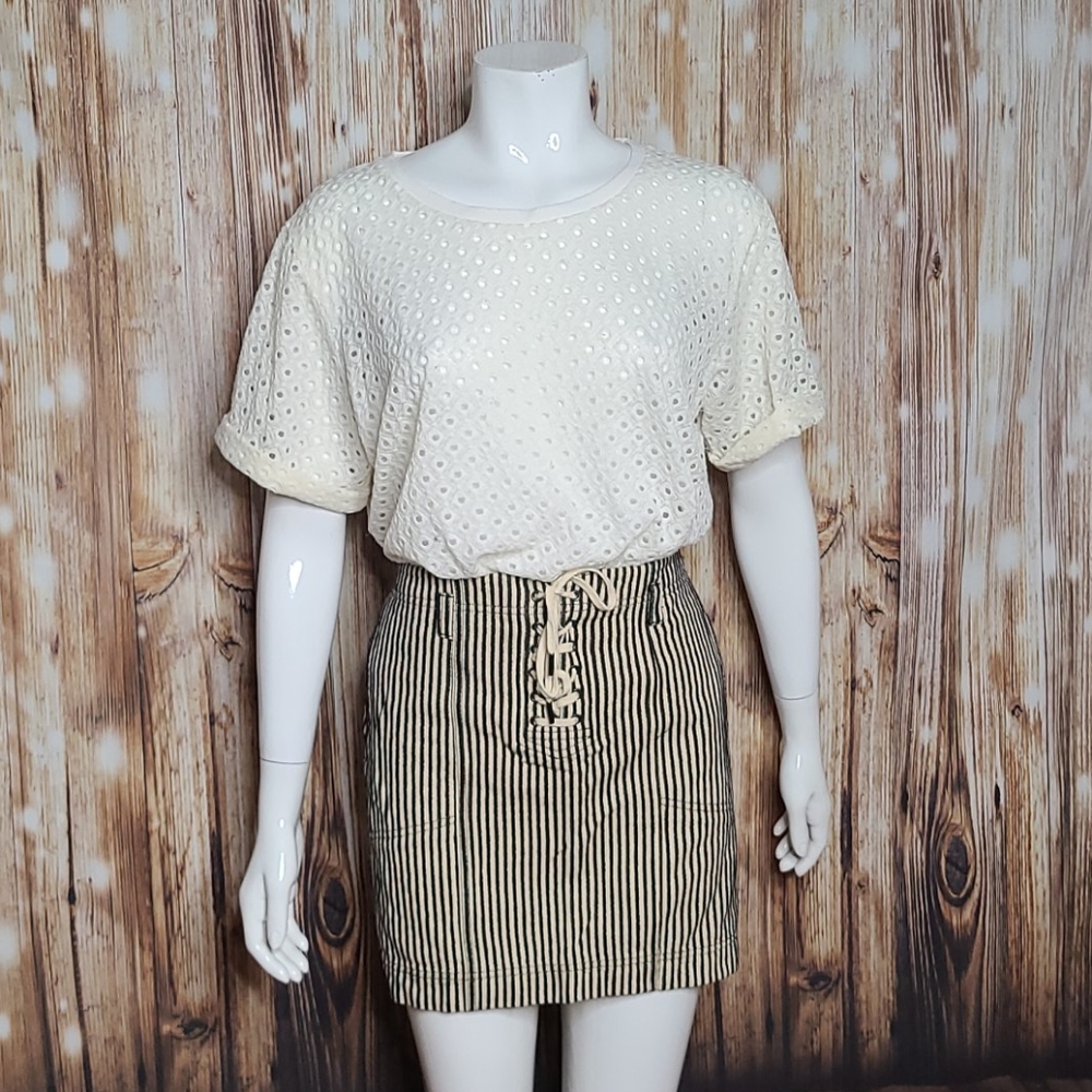 Madewell lace up striped mini skirt